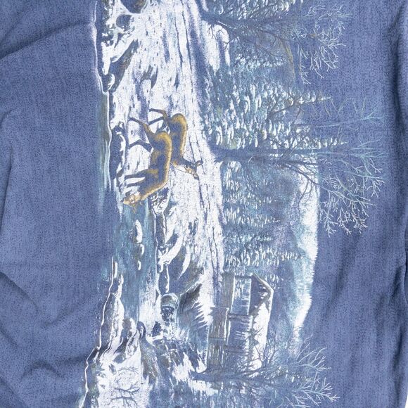 Vintage Art Unlimited Winter Cabin All Over Print Mock Neck Sweatshirt XL - Picture 13 of 13